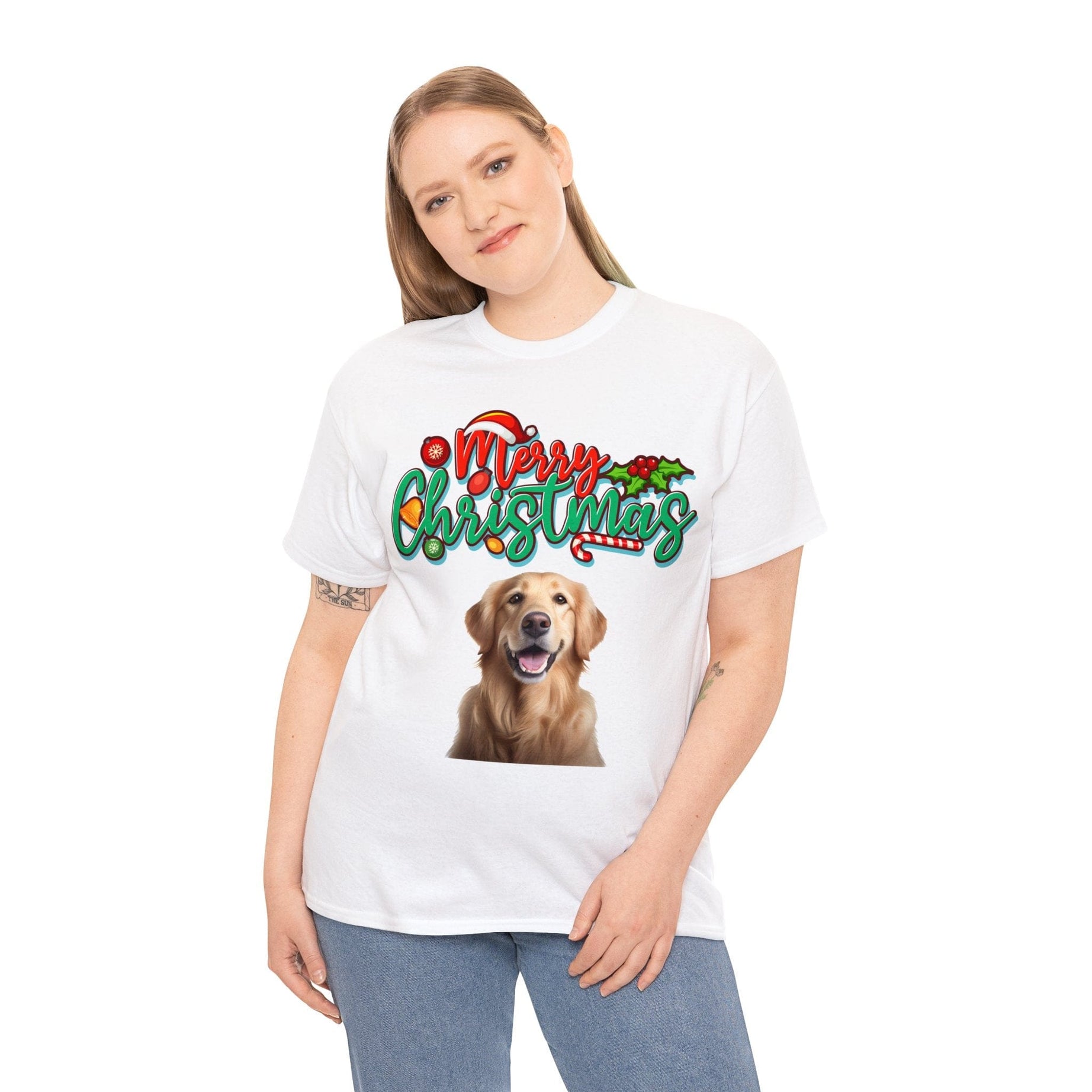 Printify T-Shirt Unisex Heavy Cotton Tee with Merry Christmas, Britannia! text