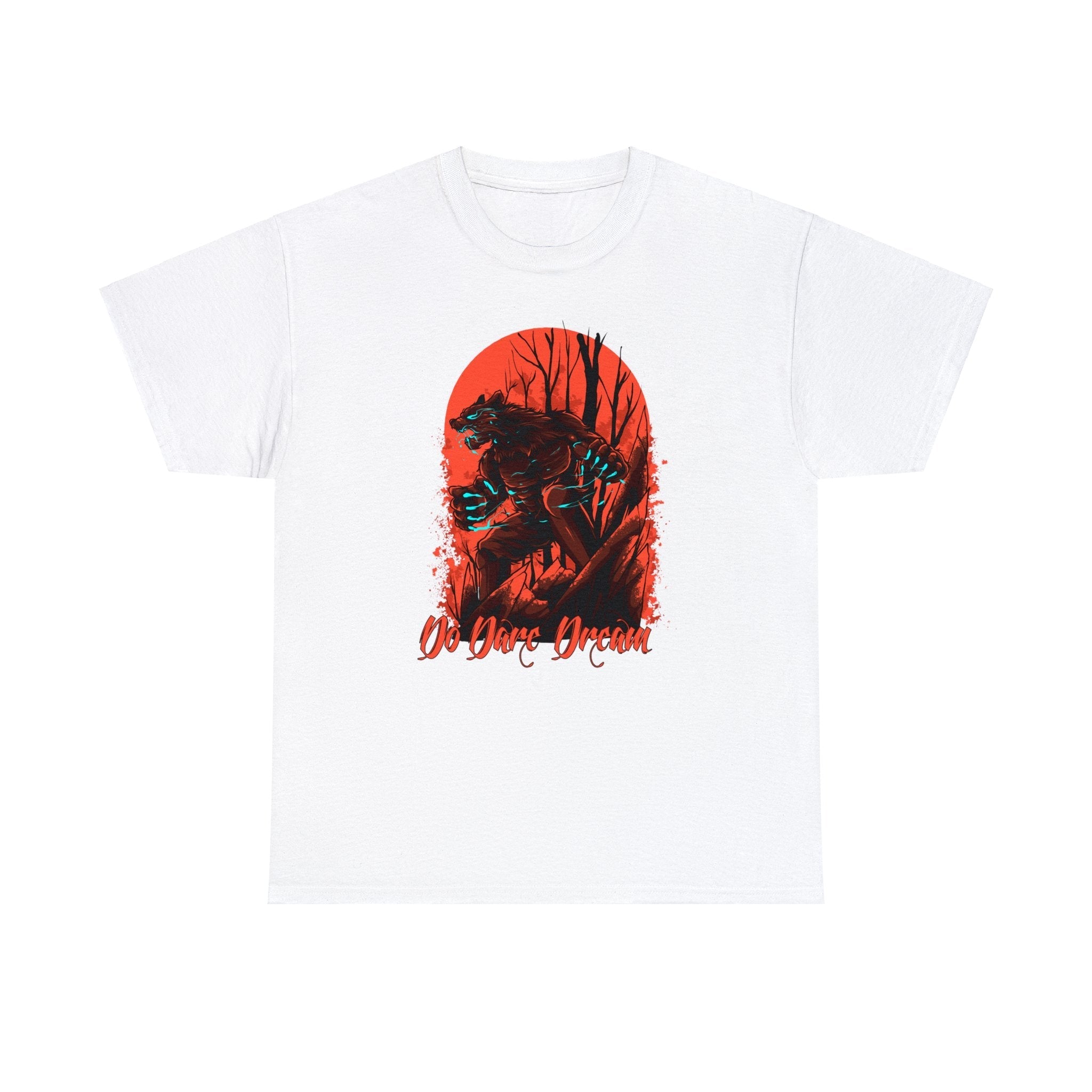 Printify T-Shirt White / S Wolf designed fearless Unisex Heavy Cotton Tee