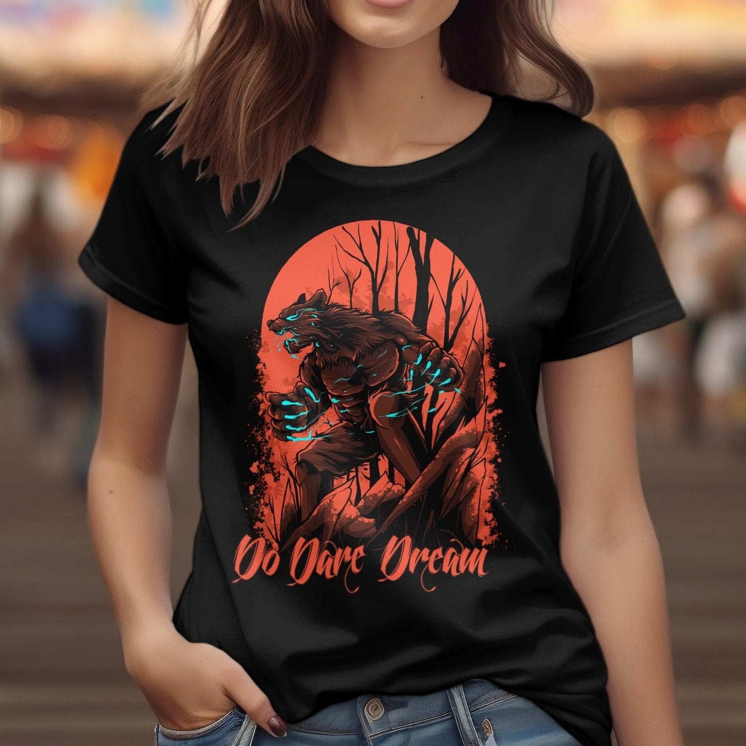 Printify T-Shirt Wolf designed fearless Unisex Heavy Cotton Tee