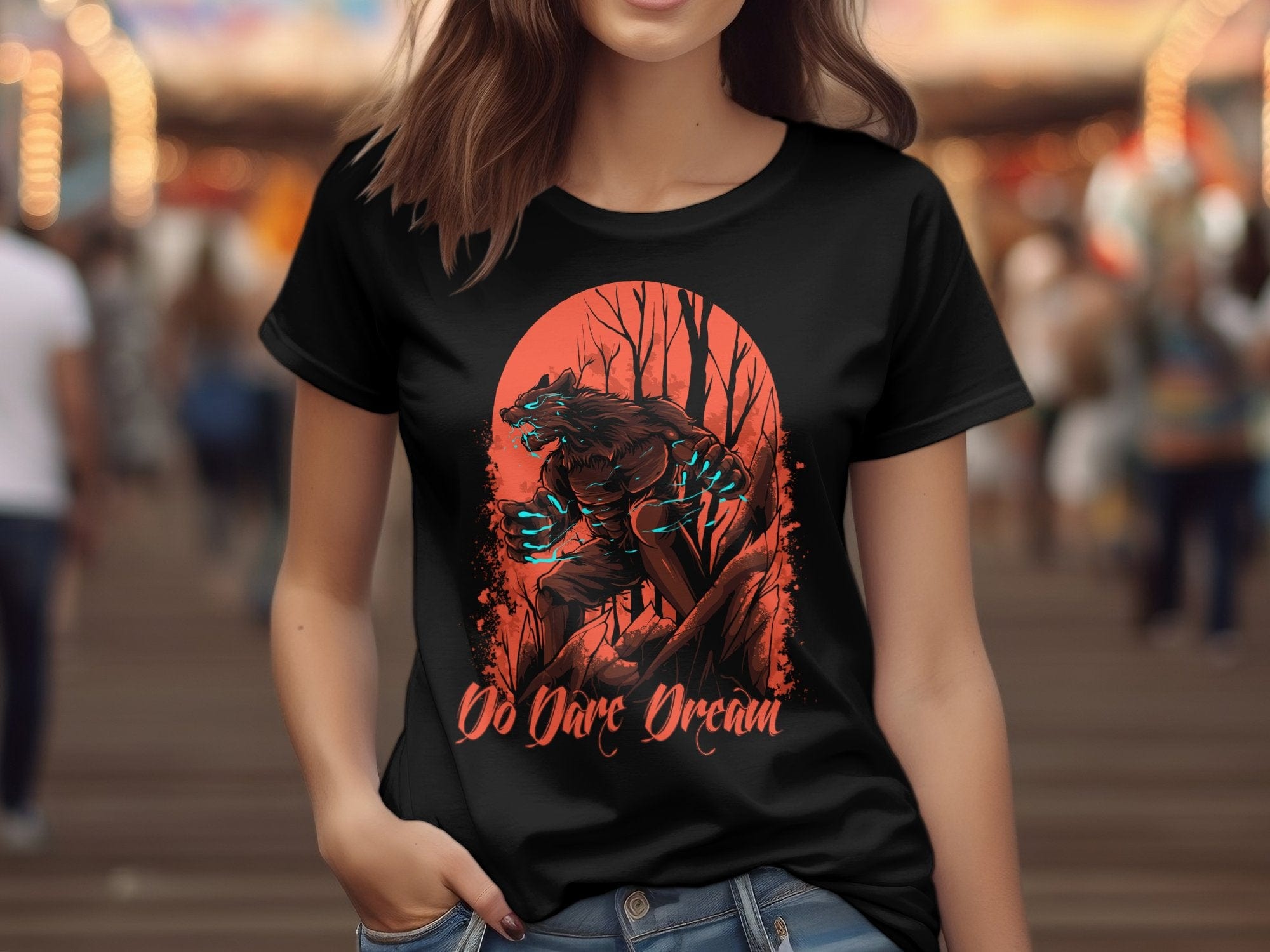 Printify T-Shirt Wolf designed fearless Unisex Heavy Cotton Tee