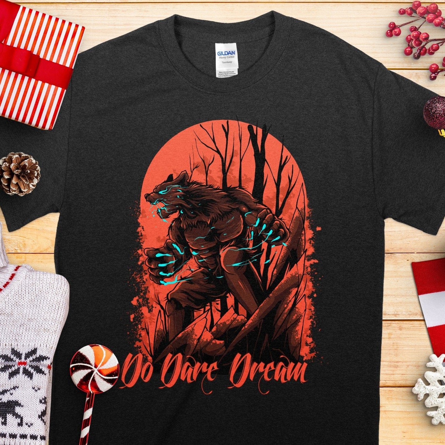 Printify T-Shirt Wolf designed fearless Unisex Heavy Cotton Tee