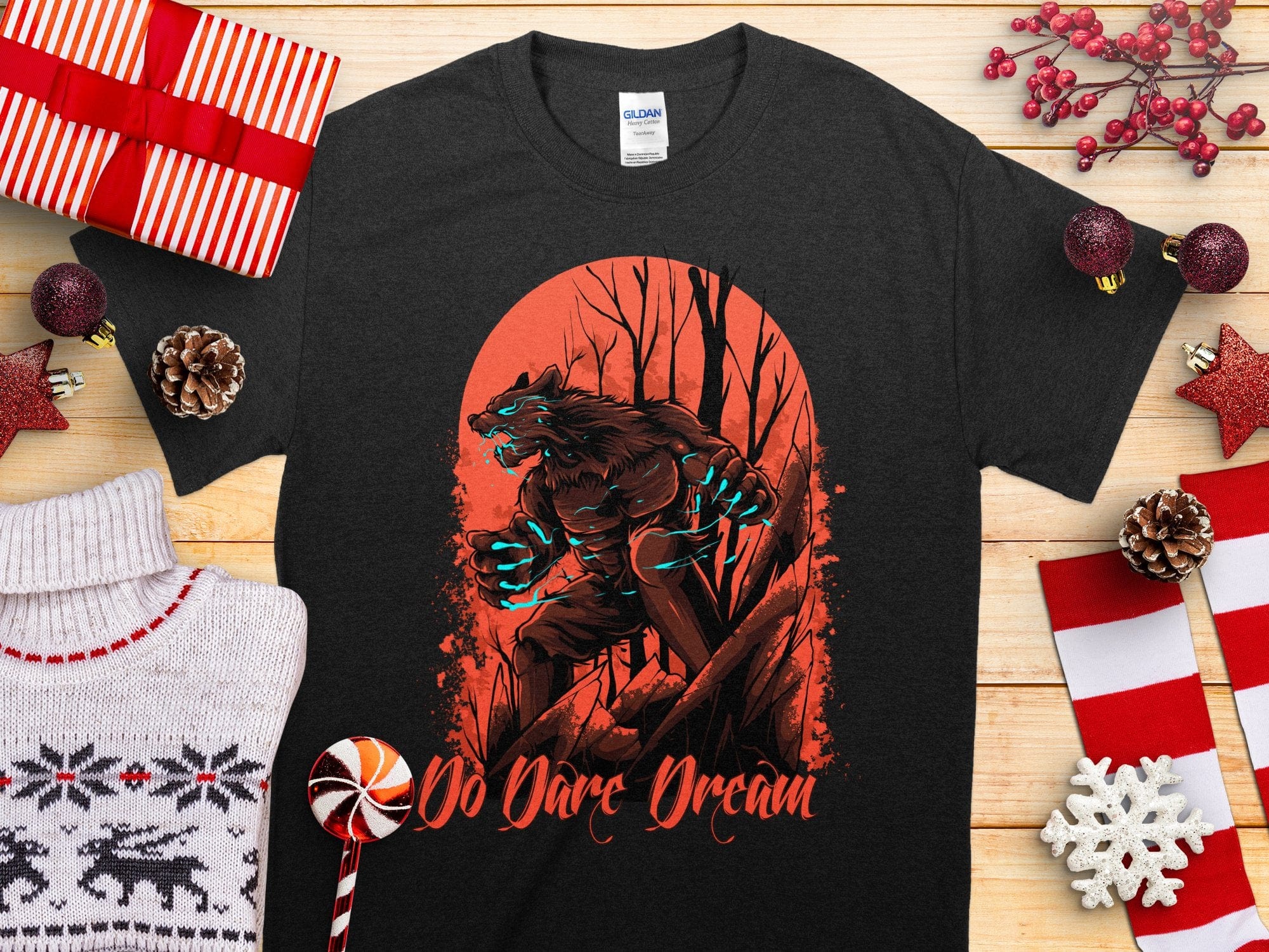 Printify T-Shirt Wolf designed fearless Unisex Heavy Cotton Tee