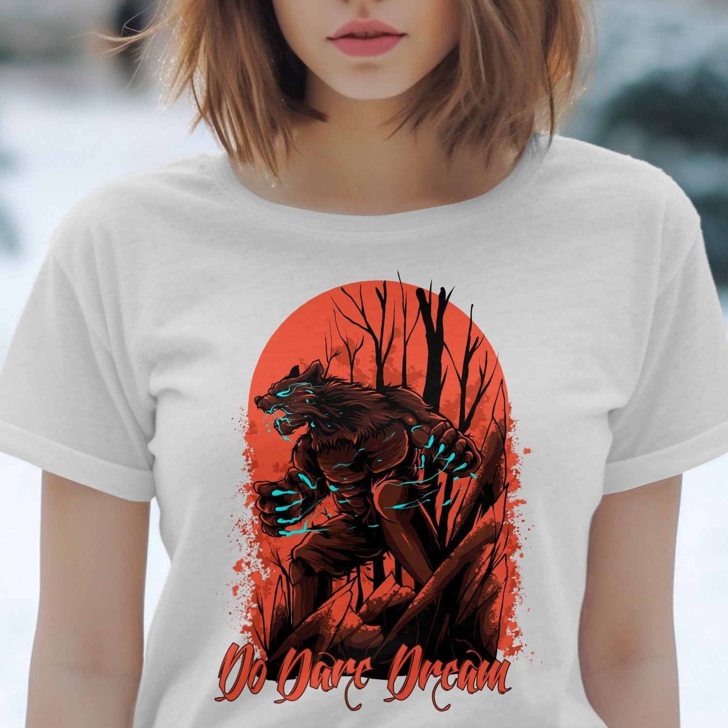 Printify T-Shirt Wolf designed fearless Unisex Heavy Cotton Tee