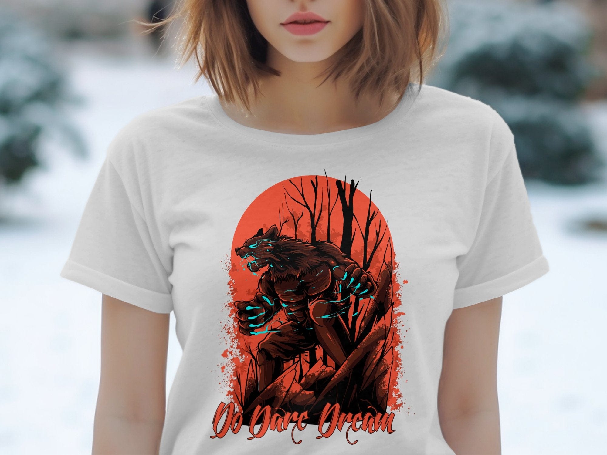 Printify T-Shirt Wolf designed fearless Unisex Heavy Cotton Tee