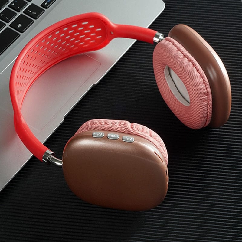 Sophie Store 1 red P9 Wireless Bluetooth Headphones With Mic Noise Cancelling Headsets Stereo Sound Earphones Sports Gaming Headphones Supports TF