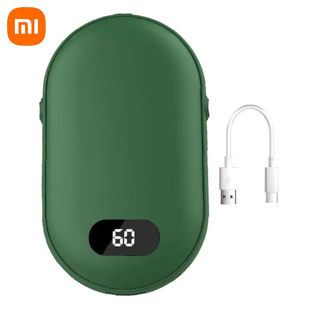 Sophie Store 10000mAh / Green XIAOMI USB Hand Warmer Mobile Power Source 2 in1 Rechargeable Hand Warmer Hot water Bag With Digital Display Electric Heating