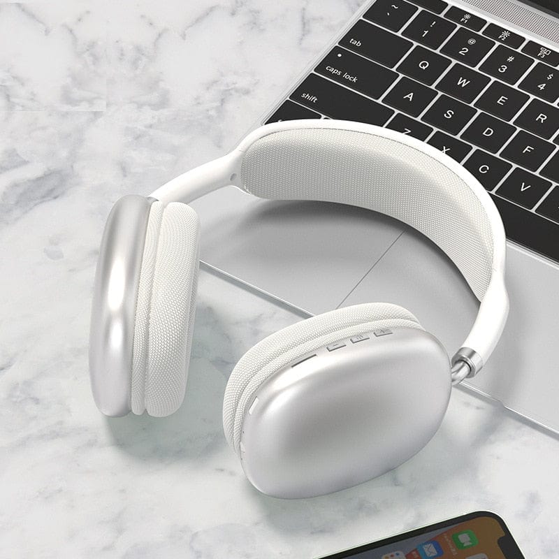 Sophie Store 2 silver P9 Wireless Bluetooth Headphones With Mic Noise Cancelling Headsets Stereo Sound Earphones Sports Gaming Headphones Supports TF
