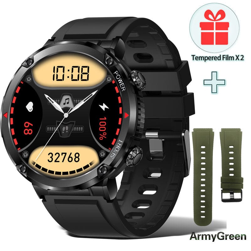 Sophie Store Black Add Green Large Round Smart Watch Men 2023 For Android Xiaomi Ios Waterproof Watches 1.6'' 600mah Blutooth Call Smartwatch Militar Outdoor