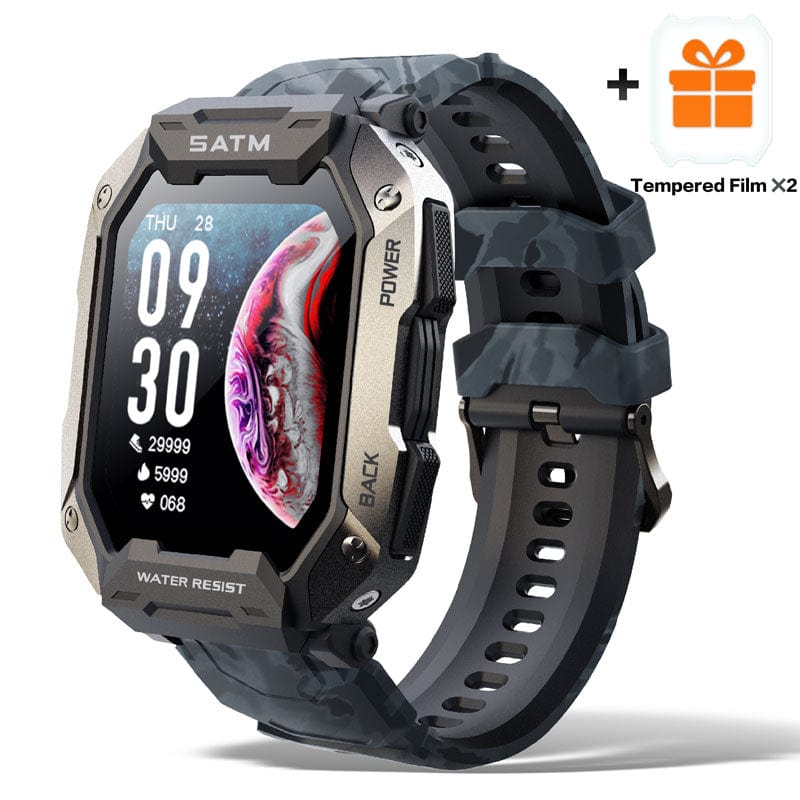 Sophie Store Black Camo / China 2022 New Full Touch Smartwatch For Android Xiaomi Blood Pressure Oxygen Fitness Watch 5 Atm Waterproof Smart Watch Men Military