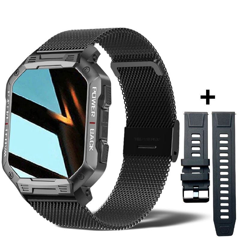 Sophie Store Black Mesh Strap / USA 1.83'' Full Touch Smart Watch Men Military For Android Xiaomi Blood Pressure Oxygen Sports Watch Bluetooth Call Smartwatch 2023