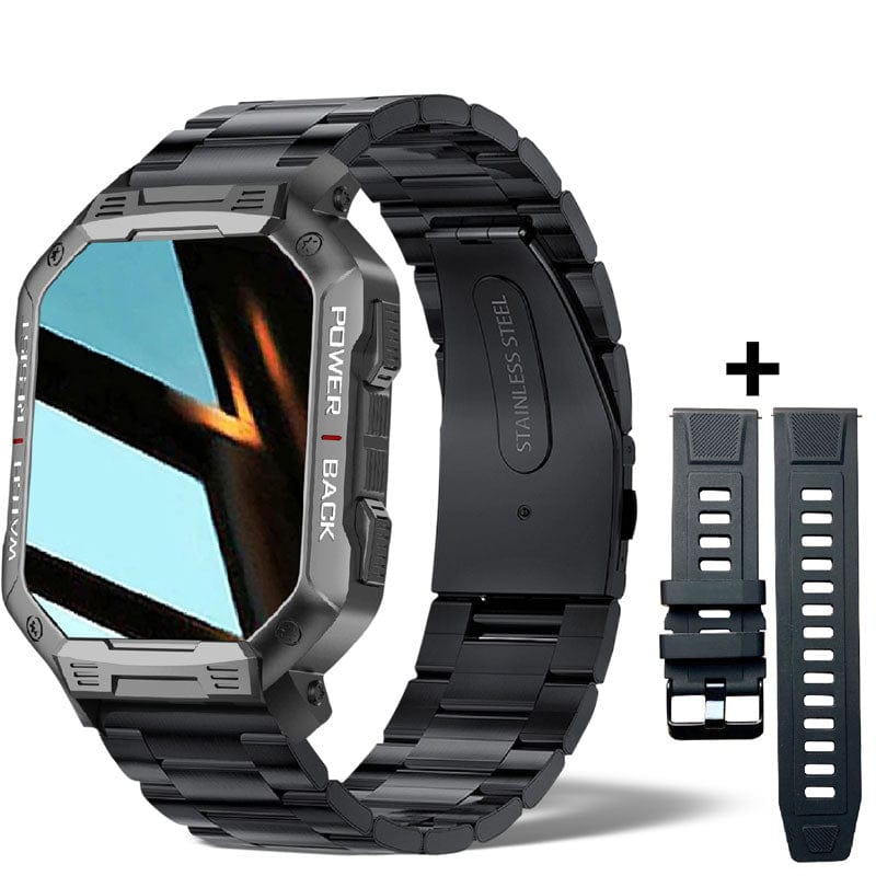 Sophie Store Black steel belt / USA 1.83'' Full Touch Smart Watch Men Military For Android Xiaomi Blood Pressure Oxygen Sports Watch Bluetooth Call Smartwatch 2023