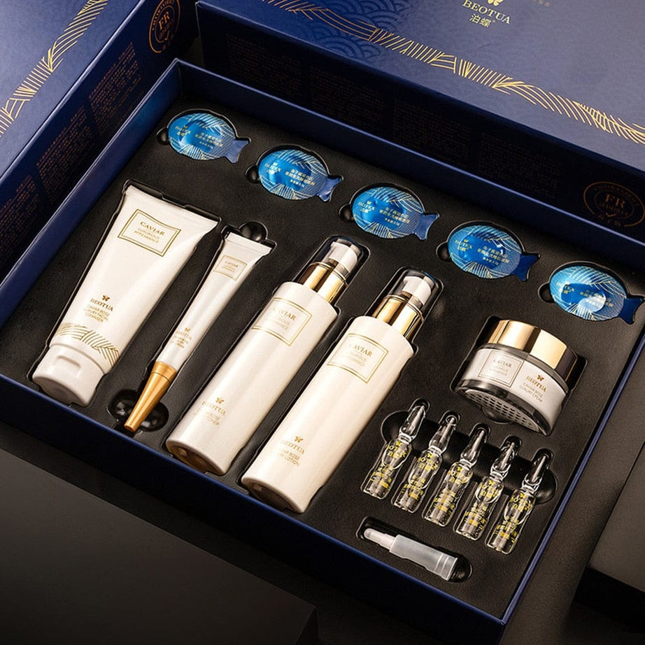 Sophie Store China Facial Skin Care Set With Box Caviar Essence Face Serum 15pc Set Moisturizing Skincare Kit Beauty Health Korean Facial Skin Care
