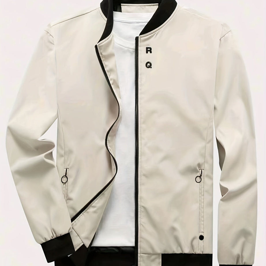 Sophie Store Classic Design Jackets By Activity, Men's Casual Solid Color Zip Up Windbreaker Jacket For Spring Fall