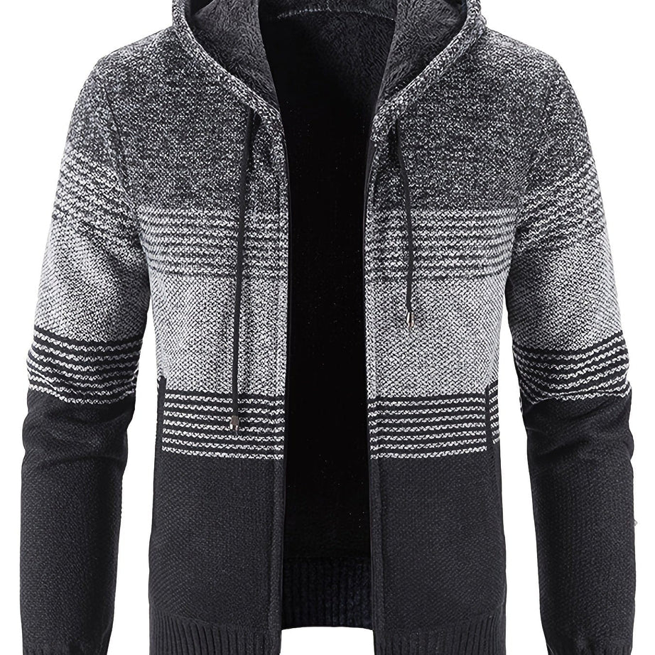Sophie Store Cozy Comfort for Winter: Men's Fleece Hooded Cardigan Jacket with Stretch Knit