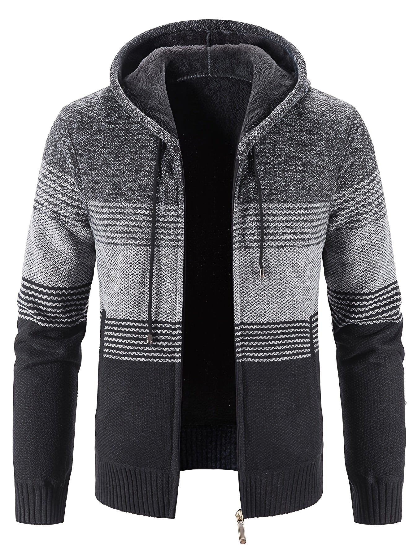 Sophie Store Cozy Comfort for Winter: Men's Fleece Hooded Cardigan Jacket with Stretch Knit
