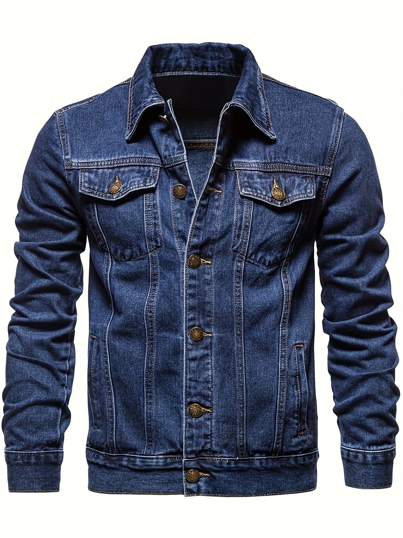 Sophie Store Effortlessly Stylish: Men's Street-Chic Denim Jacket, Lapel Button-Up with Multi-Pocket Design