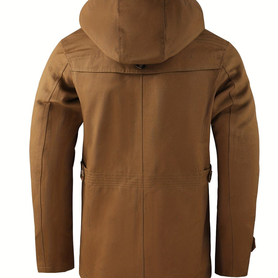 Sophie Store Elevate Your Business Wardrobe: Men's Warm and Thick Mid-Length Windbreaker Jacket for Fall and Winter