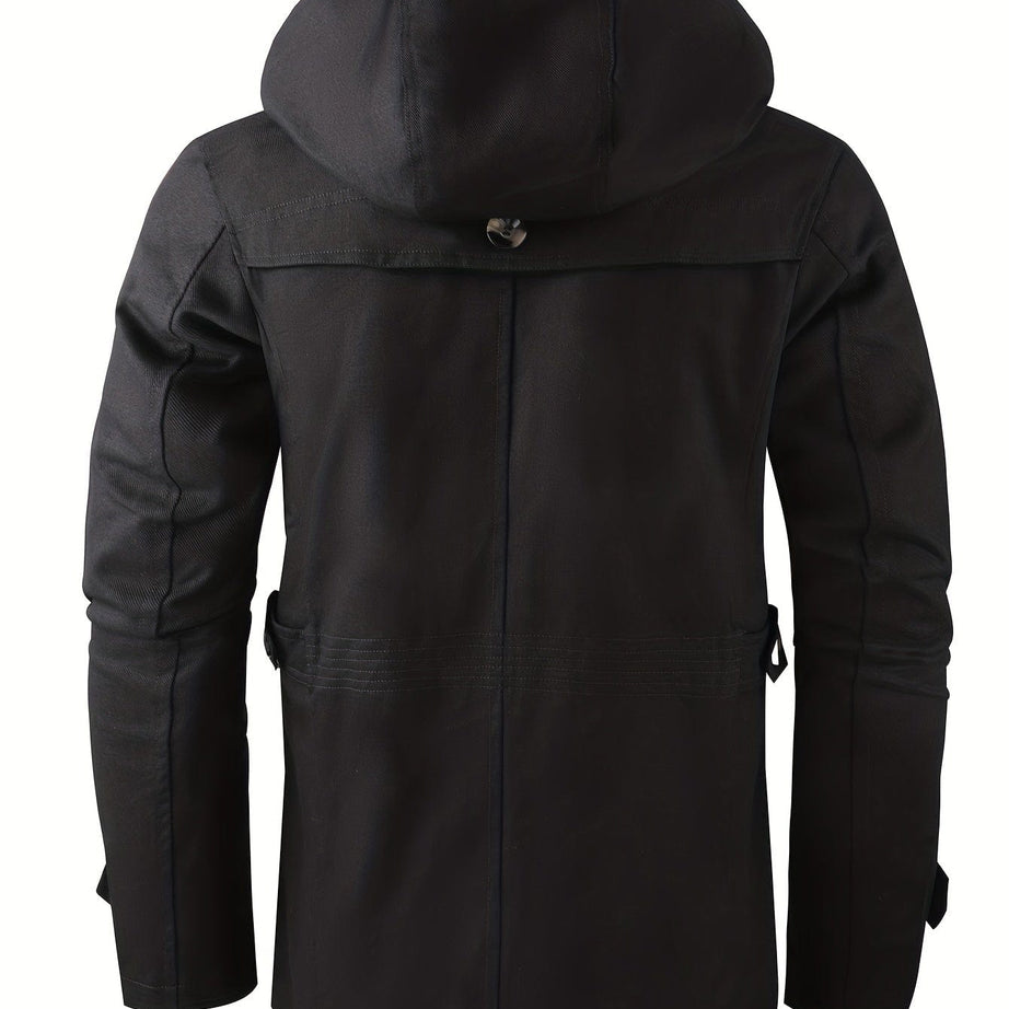 Sophie Store Elevate Your Business Wardrobe: Men's Warm and Thick Mid-Length Windbreaker Jacket for Fall and Winter