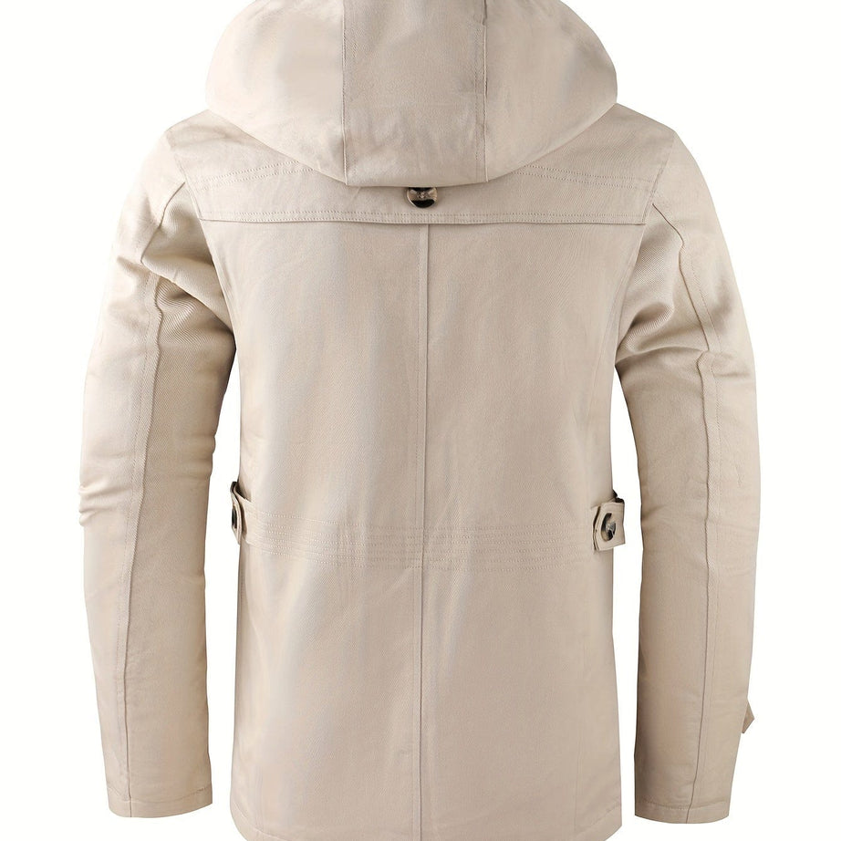 Sophie Store Elevate Your Business Wardrobe: Men's Warm and Thick Mid-Length Windbreaker Jacket for Fall and Winter