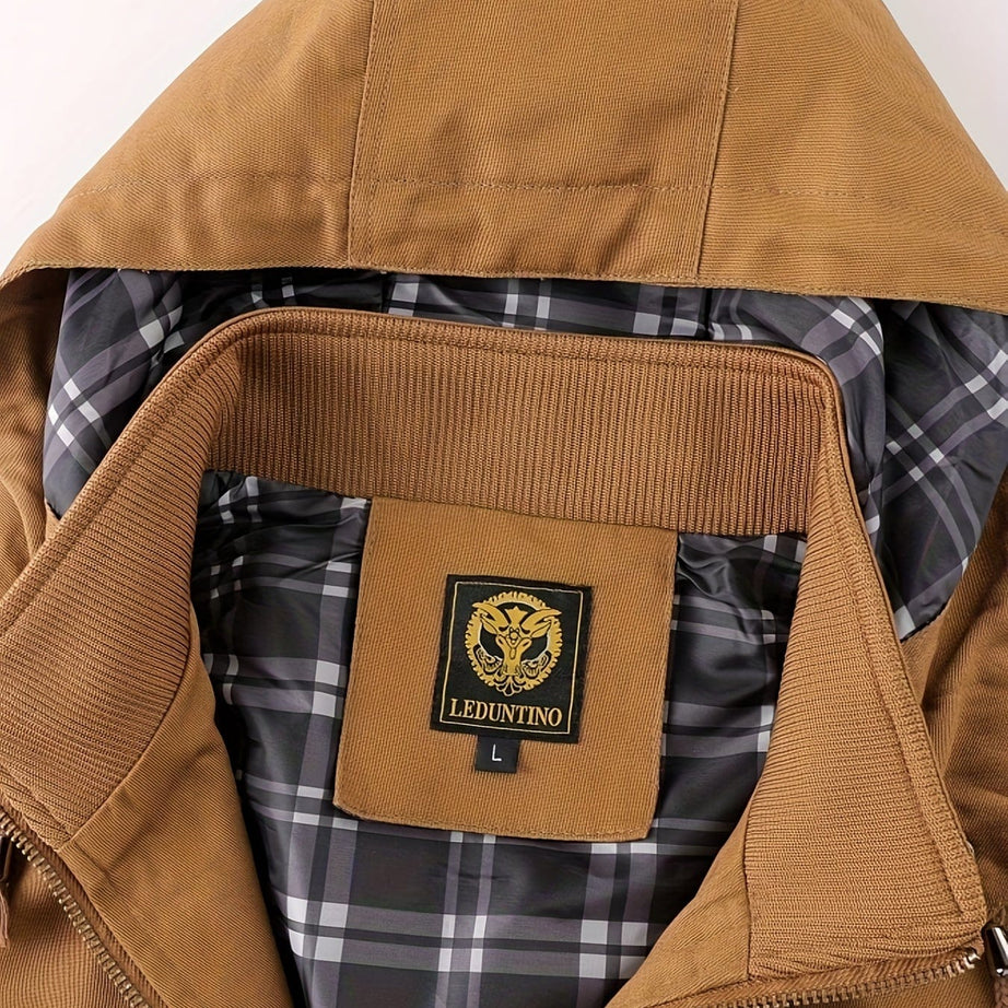 Sophie Store Elevate Your Business Wardrobe: Men's Warm and Thick Mid-Length Windbreaker Jacket for Fall and Winter