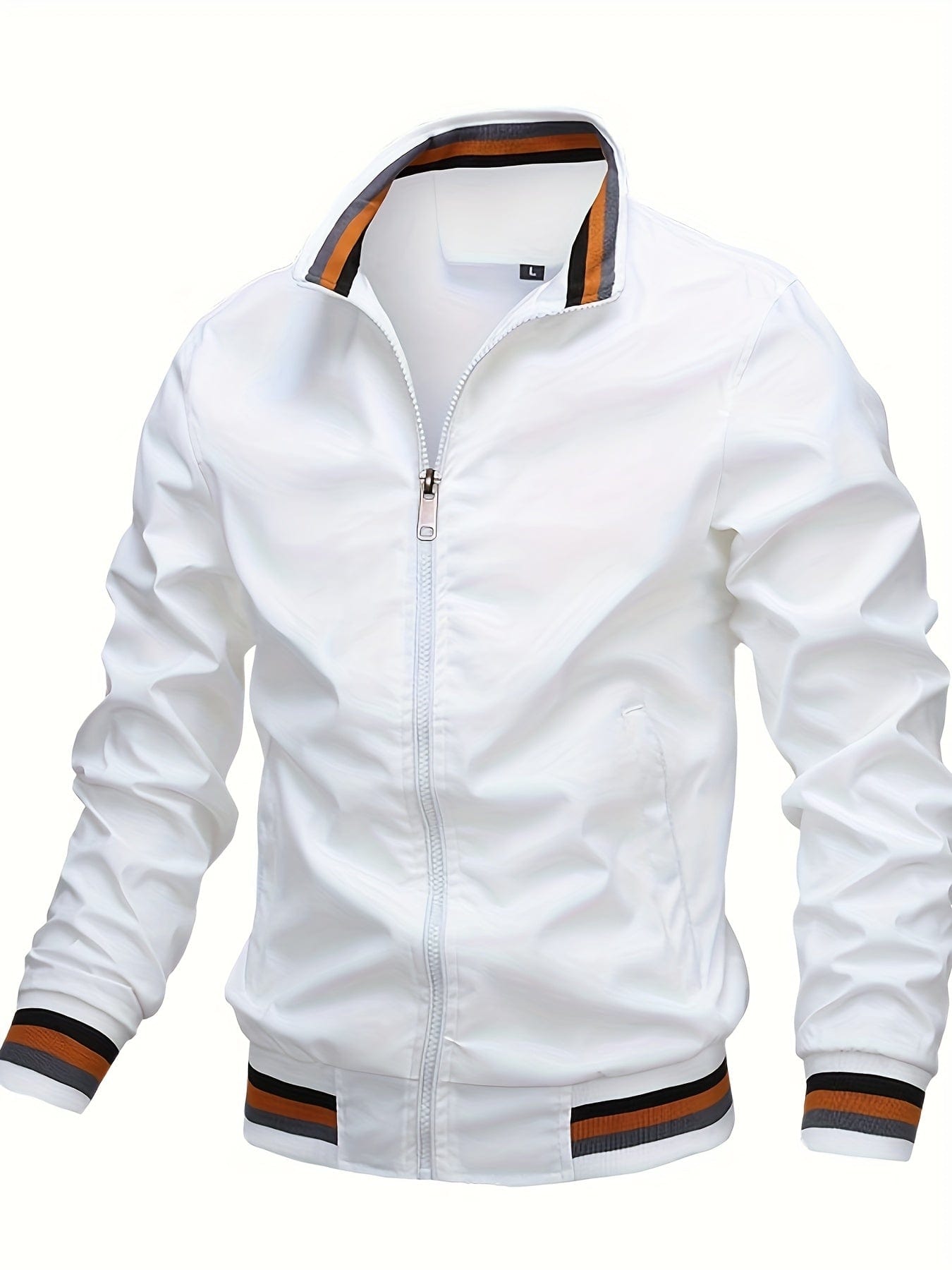 Sophie Store Elevate Your Style: Men's Regular Fit Stand Collar Windbreaker for a Hipster College Look in Spring and Autumn