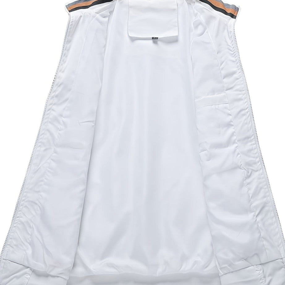 Sophie Store Elevate Your Style: Men's Regular Fit Stand Collar Windbreaker for a Hipster College Look in Spring and Autumn