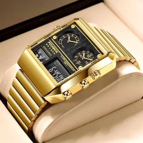 Sophie Store Gold FOXBOX Luxury Brand Mens Watches Sport Quartz Wristwatch Waterproof Military Digital Clock Men Watch for Man Relogio Masculino