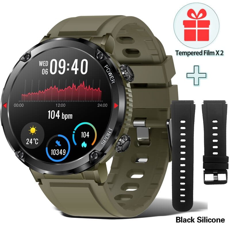 Sophie Store Green Add Black Large Round Smart Watch Men 2023 For Android Xiaomi Ios Waterproof Watches 1.6'' 600mah Blutooth Call Smartwatch Militar Outdoor