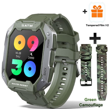 Sophie Store Green Add Green Camo / China 2022 New Full Touch Smartwatch For Android Xiaomi Blood Pressure Oxygen Fitness Watch 5 Atm Waterproof Smart Watch Men Military
