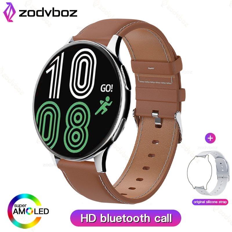 Sophie Store leather silver / China ZODVBOZ New Women Bluetooth Call Smart Watch HeartRate Blood Pressure Monitoring Smartwatches IP67 Waterproof Men Smartwatch+Box
