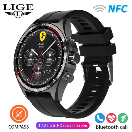 Sophie Store LIGE 2023 Smartwatch for Porsche Smart Watch Men Digital Watches Outdoor Sports Compass and NFC Bluetooth Call Wristwatch Golden