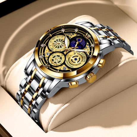 Sophie Store LIGE Chronograph 2022 Sport Wrist Watches for Men Waterproof Watches Stainless Steel Wristwatches Quartz Luminous Male Clock+BOX