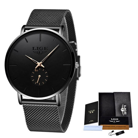 Sophie Store LIGE New Fashion Ultra-Thin Watches For Men With Box