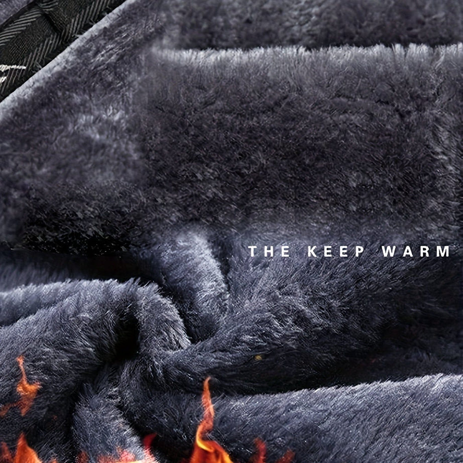 Sophie Store Men's Casual Hooded Jacket With Pocket, Zip Up Waterproof Thickened Warm Active Casual Comfy Trendy Coat For Outdoor Hiking