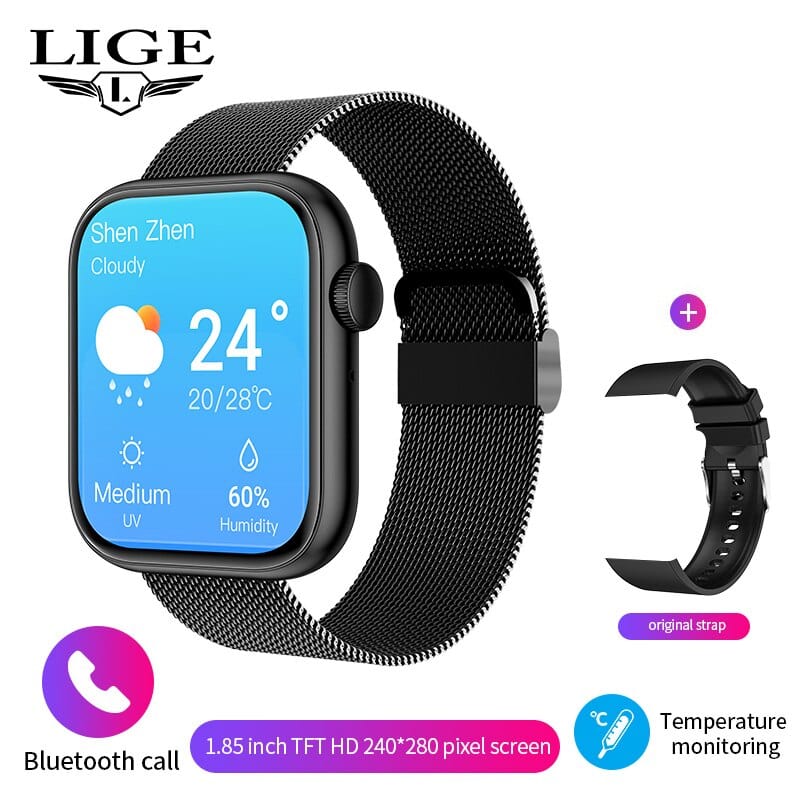 Sophie Store Mesh belt black / SPAIN LIGE 2022 Bluetooth call Smart Watch Women Female Menstrual Cycle Bracelet Temperature check Watches Flashlight Smartwatch Men