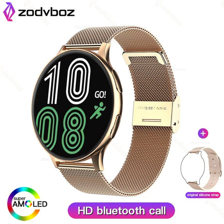 Sophie Store Mesh belt rose gold / China ZODVBOZ New Women Bluetooth Call Smart Watch HeartRate Blood Pressure Monitoring Smartwatches IP67 Waterproof Men Smartwatch+Box