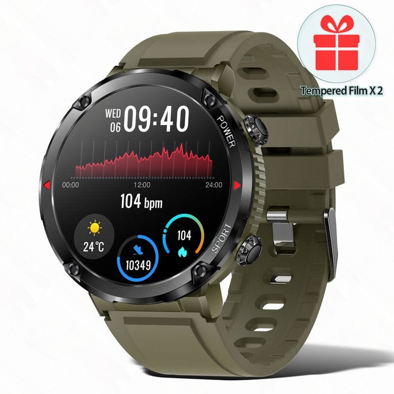 Sophie Store Military Green Large Round Smart Watch Men 2023 For Android Xiaomi Ios Waterproof Watches 1.6'' 600mah Blutooth Call Smartwatch Militar Outdoor