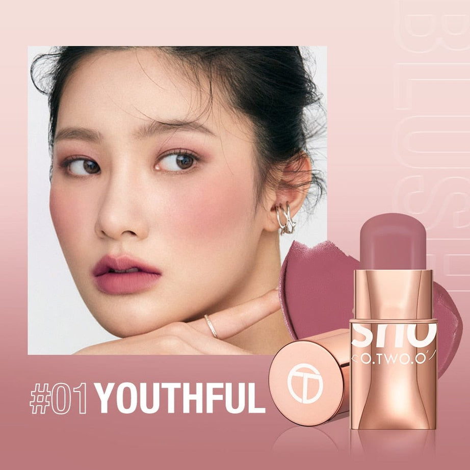 Sophie Store O.TWO.O Lipstick Blush Stick 3-in-1 Eyes Cheek and Lip Tint Buildable Waterproof Lightweight Cream Multi Stick Makeup for Women