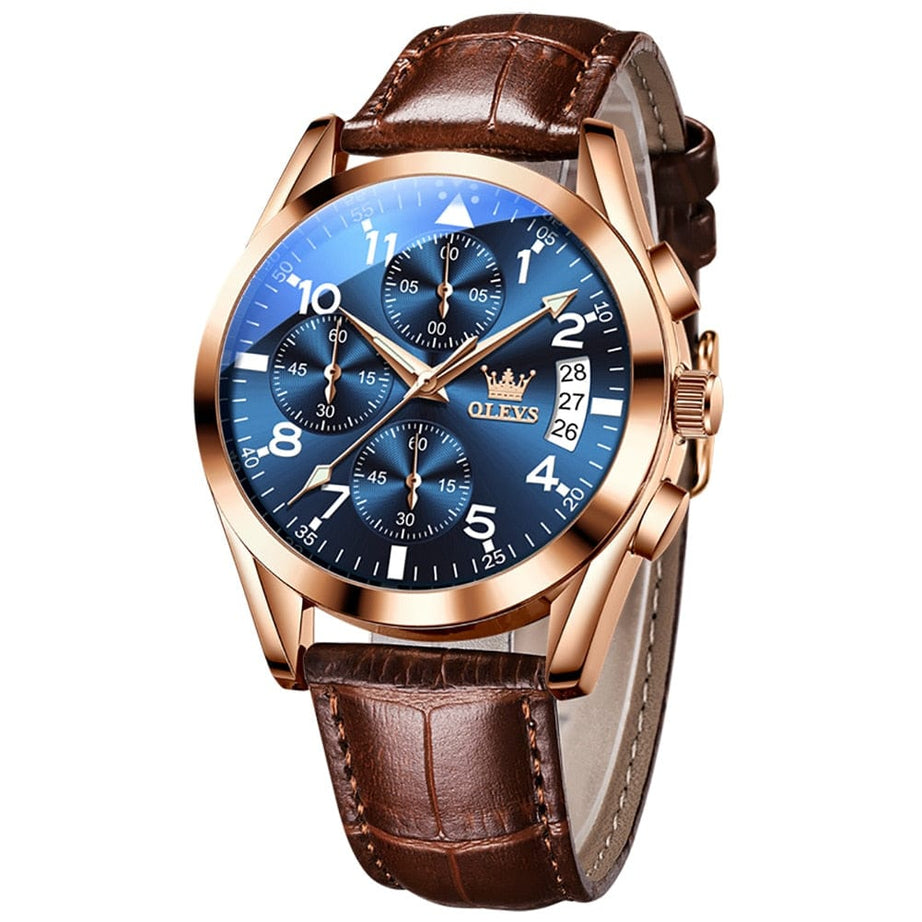 Sophie Store OLEVS Luxury Men's Watches Waterproof Luminous Quartz Wrist watch Leather Date Sports Top Brand Male Watch for Men Relogio