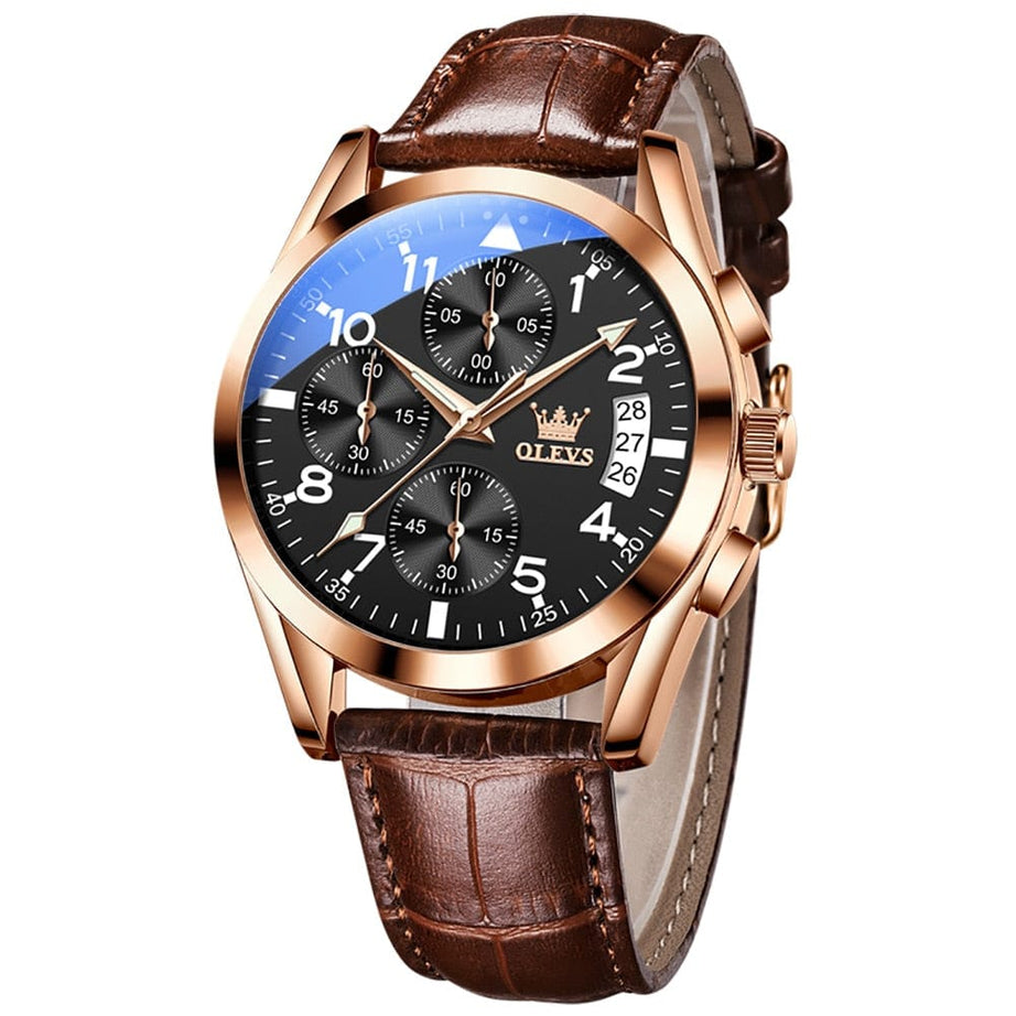 Sophie Store OLEVS Luxury Men's Watches Waterproof Luminous Quartz Wrist watch Leather Date Sports Top Brand Male Watch for Men Relogio