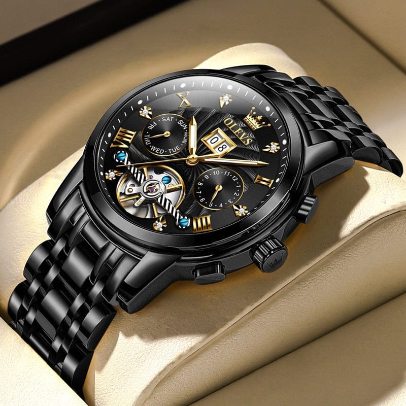 Sophie Store OLEVS Luxury Watches For Men Automatic Watch Waterproof Stainless Steel Mechanical Watches Gift Box Luminous Male Wristwatch