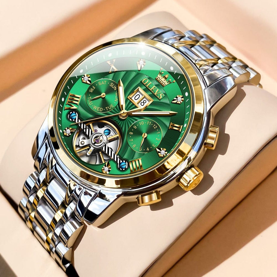 Sophie Store OLEVS Luxury Watches For Men Automatic Watch Waterproof Stainless Steel Mechanical Watches Gift Box Luminous Male Wristwatch