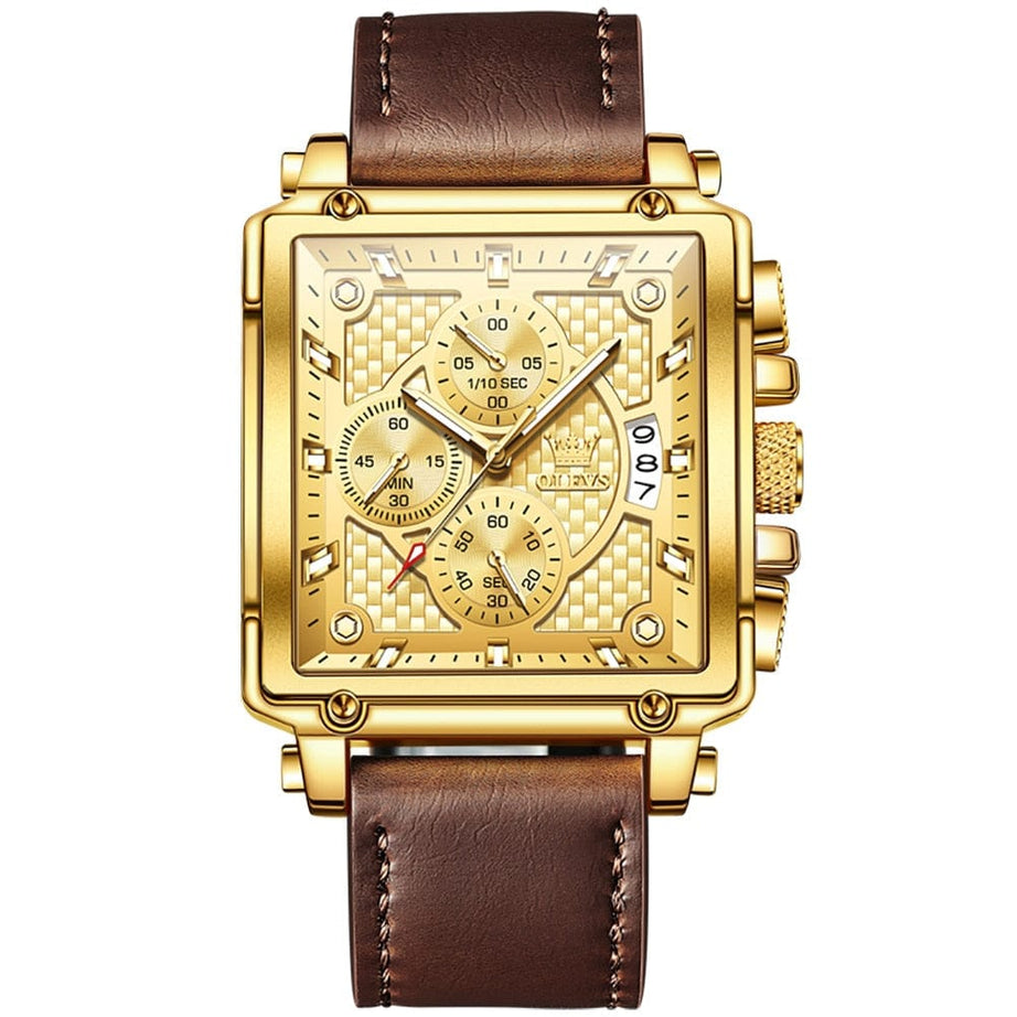 Sophie Store OLEVS Top Brand Men's Watches Luxury Square Quartz Wrist Watch Original Waterproof Luminous Chronograph Watch for Men Relogio