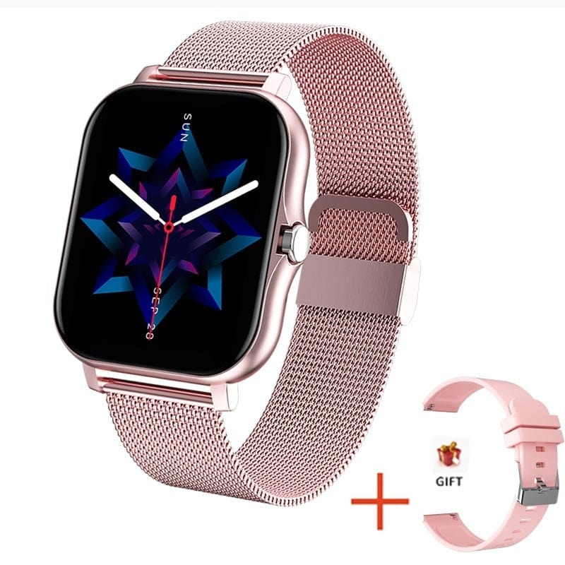 Sophie Store pink mesh belt LIGE 2023 Smart Watch For Men Women Gift Full Touch Screen Sports Fitness Watches Bluetooth Calls Digital Smartwatch Wristwatch
