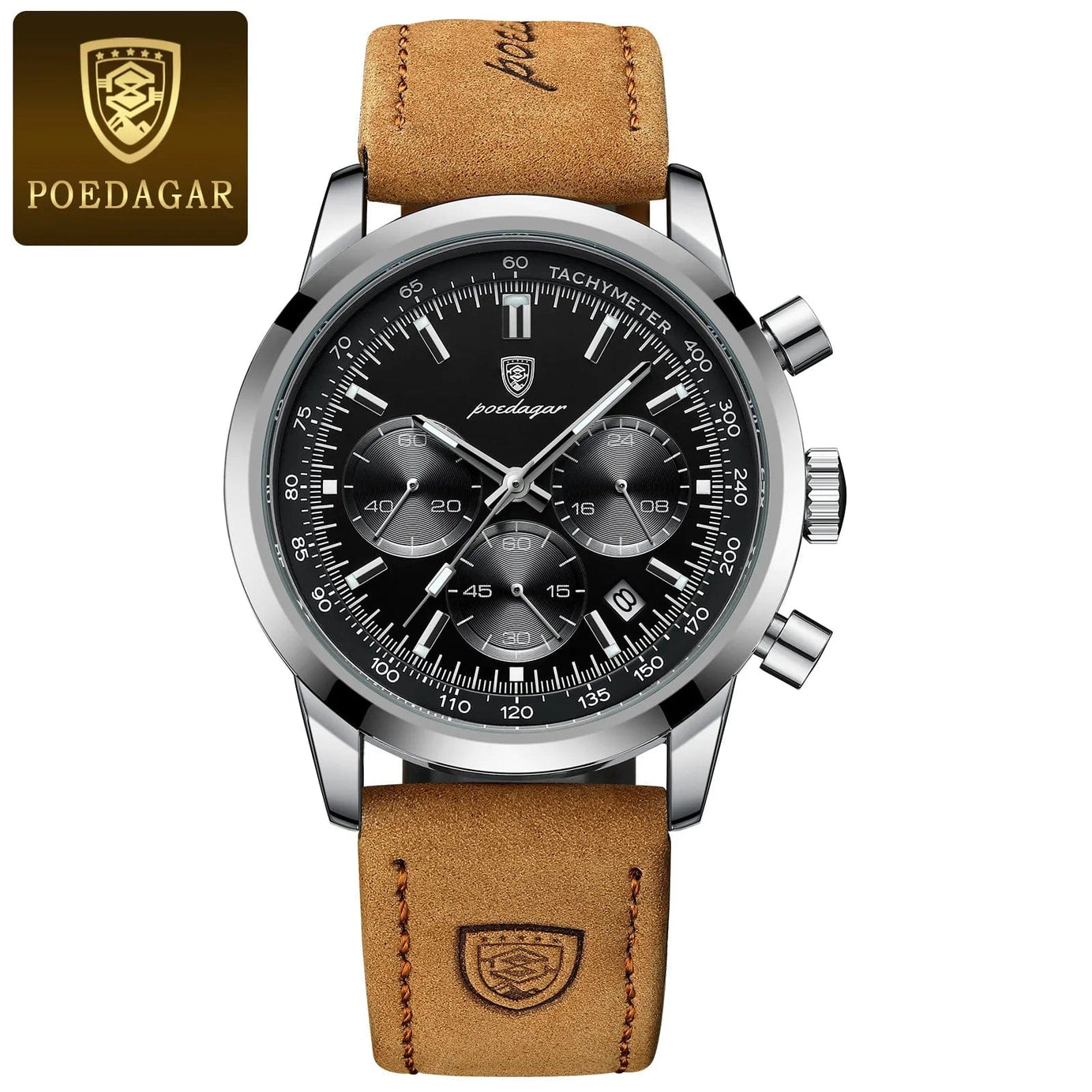 Sophie Store POEDAGAR Luxury Man Watch High Quality Waterproof Chronograph Luminous Men's Wristwatch Leather Men Quartz Watches Casual Clock