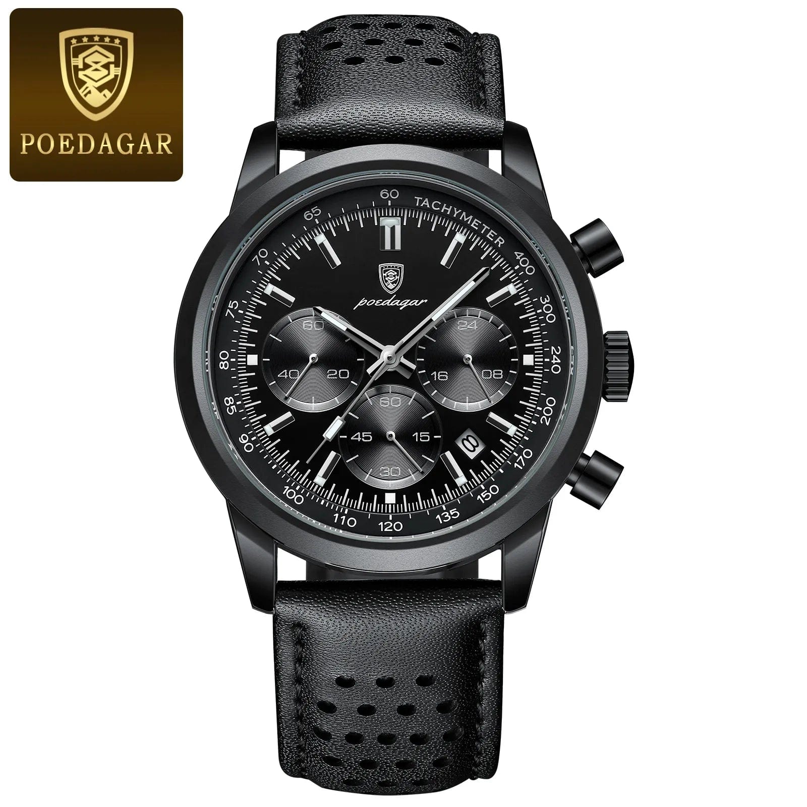 Sophie Store POEDAGAR Luxury Man Watch High Quality Waterproof Chronograph Luminous Men's Wristwatch Leather Men Quartz Watches Casual Clock