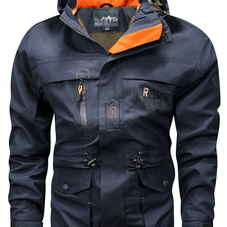 Sophie Store Ready for Adventure: Men's Multi Pocket Hooded Windbreaker Jacket, Ideal for Fall and Winter Outdoor Activities