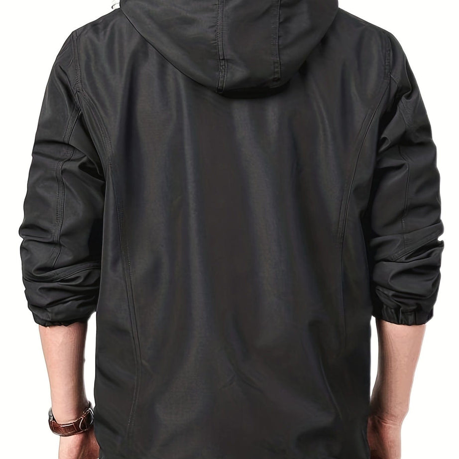 Sophie Store Ready for Adventure: Men's Multi Pocket Hooded Windbreaker Jacket, Ideal for Fall and Winter Outdoor Activities
