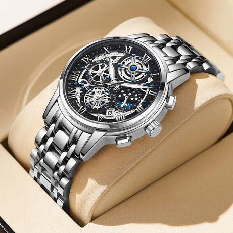 Sophie Store silver black blue / Russian Federation LIGE Chronograph 2022 Sport Wrist Watches for Men Waterproof Watches with BOX