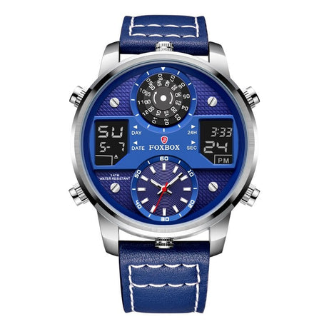 Sophie Store Silver Blue / China / No LIGE Luxury Watch For Men FOXBOX Man Watches Fashion Quartz Wristwatch Leather Waterproof Mens Watches Luminous Male Clock+Box